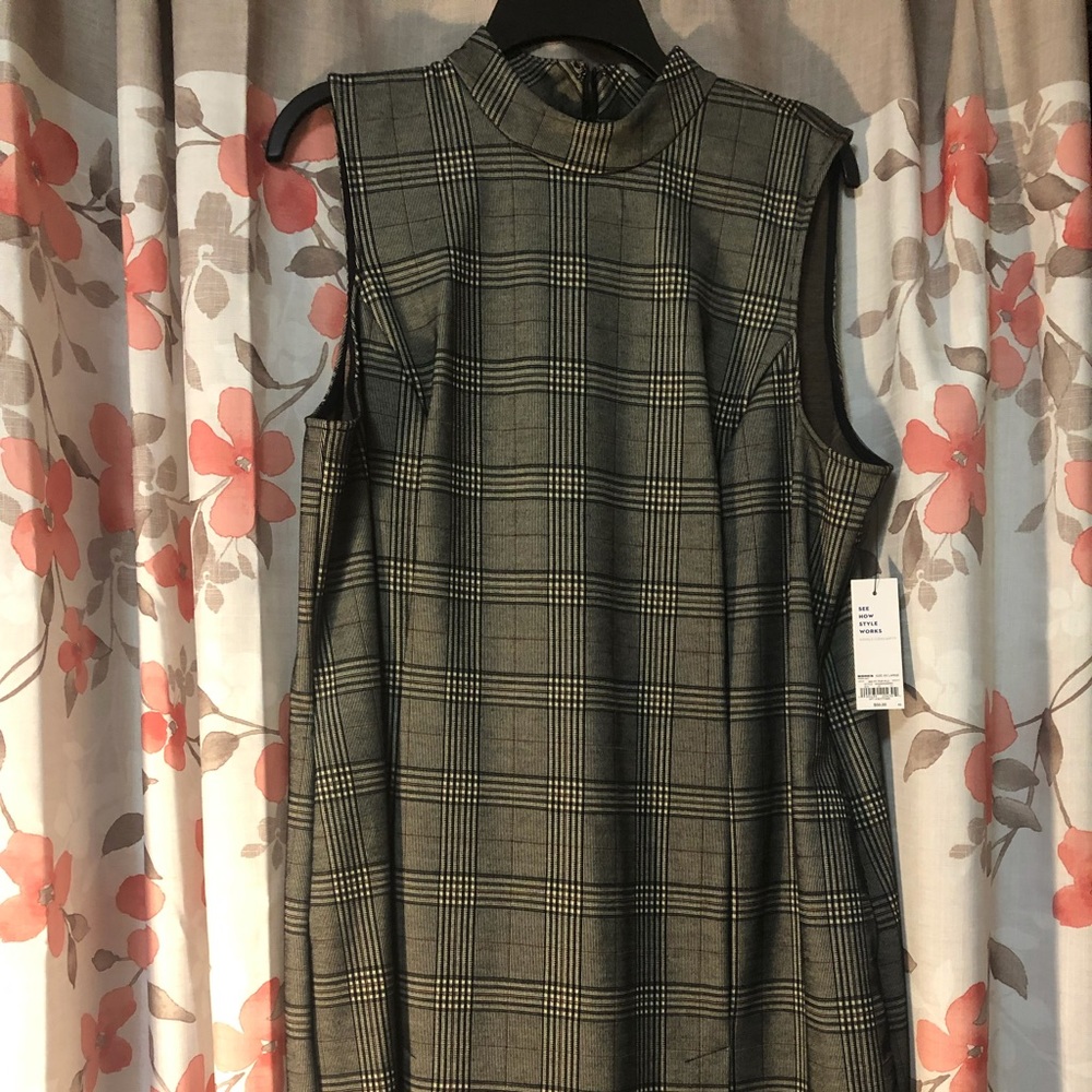 Apt. 9 black/brown plaid knee length dress size XXL